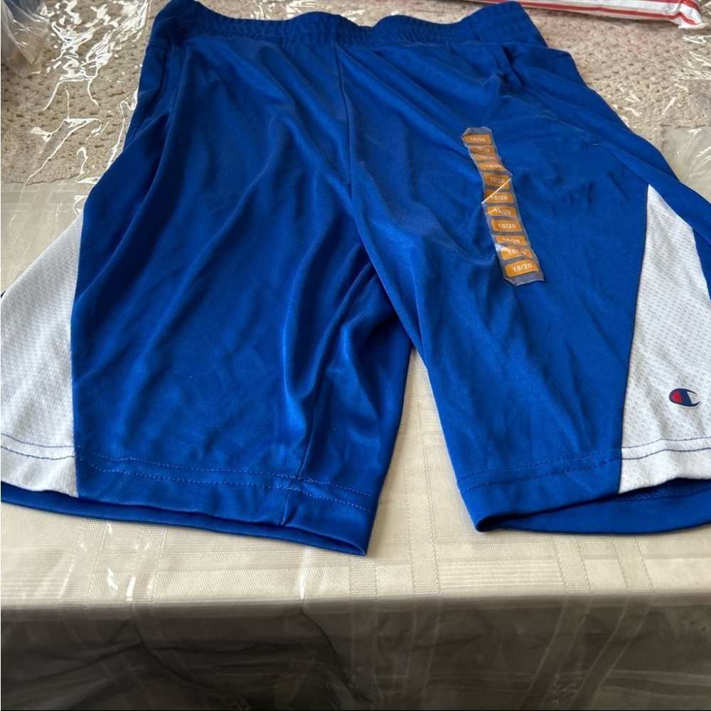 Champion youth 18/20 Royal Blue and White Athletic Shorts